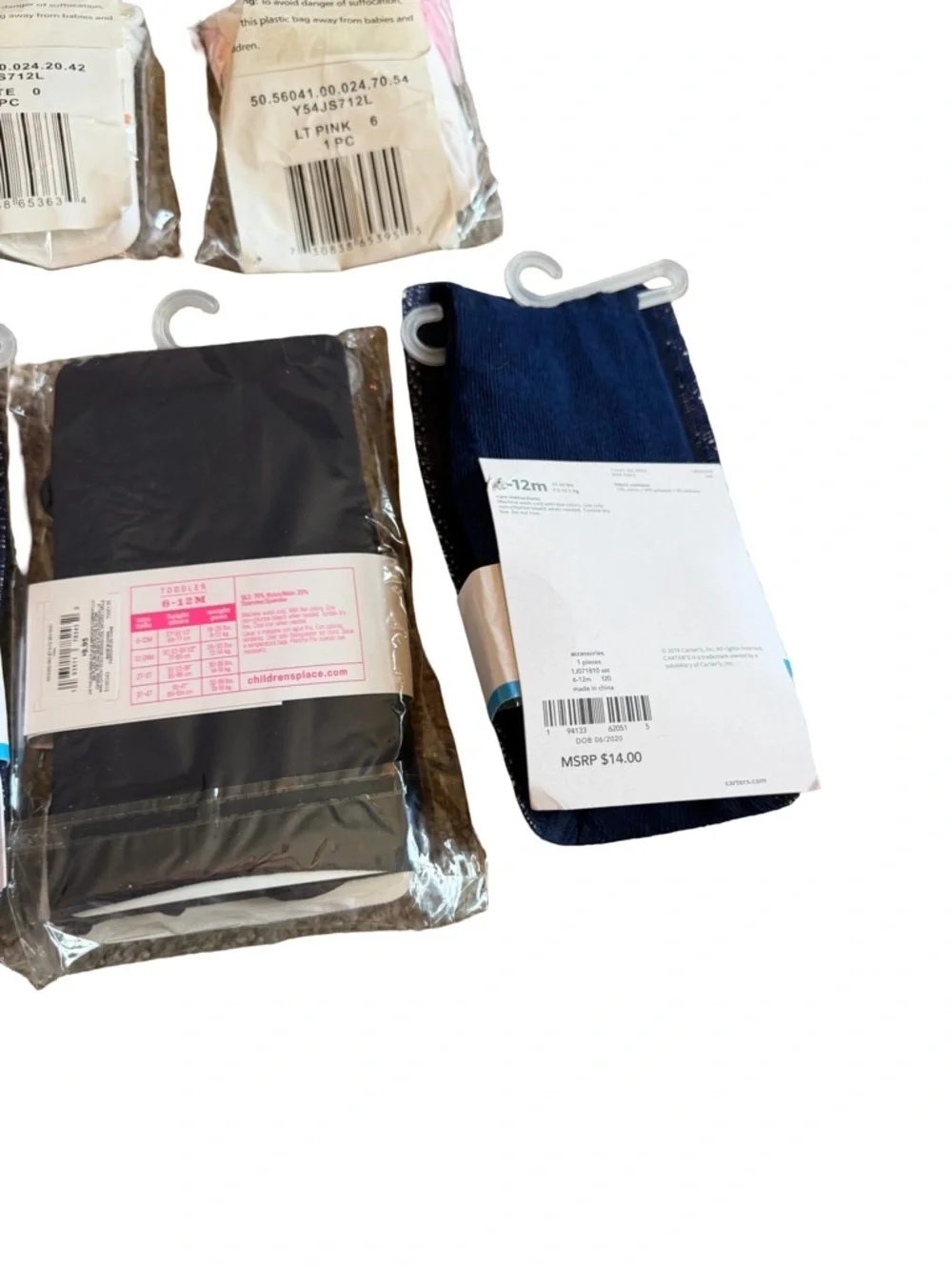 Carters Children's Place Starting Out Eight Pairs Baby Girl Tights OM - 12M New